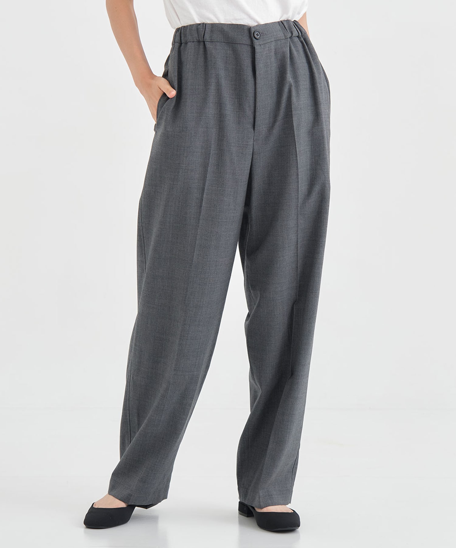 Light Washable Easy Front Tuck Pants(34 GREY): THE TOKYO: WOMENS