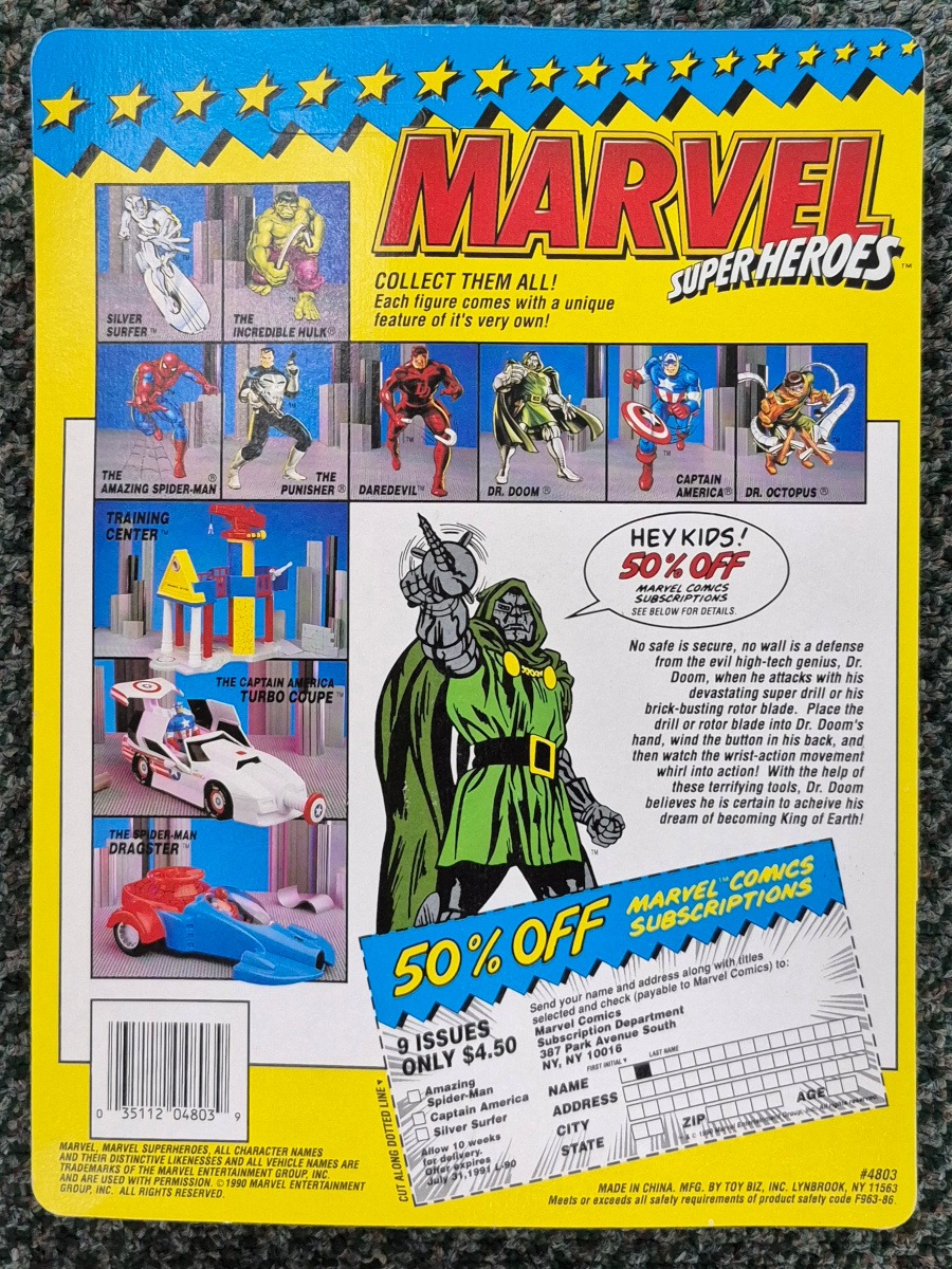 Toy Biz 1990 Marvel Super Heroes Dr. Doom Action Figure: Mint on