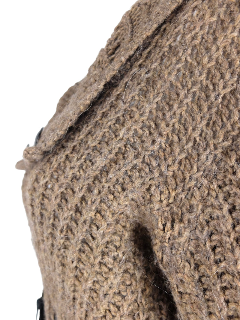 Vintage 2000s Y2K Boho Chic Prairie Cottage Brown Tan Knit