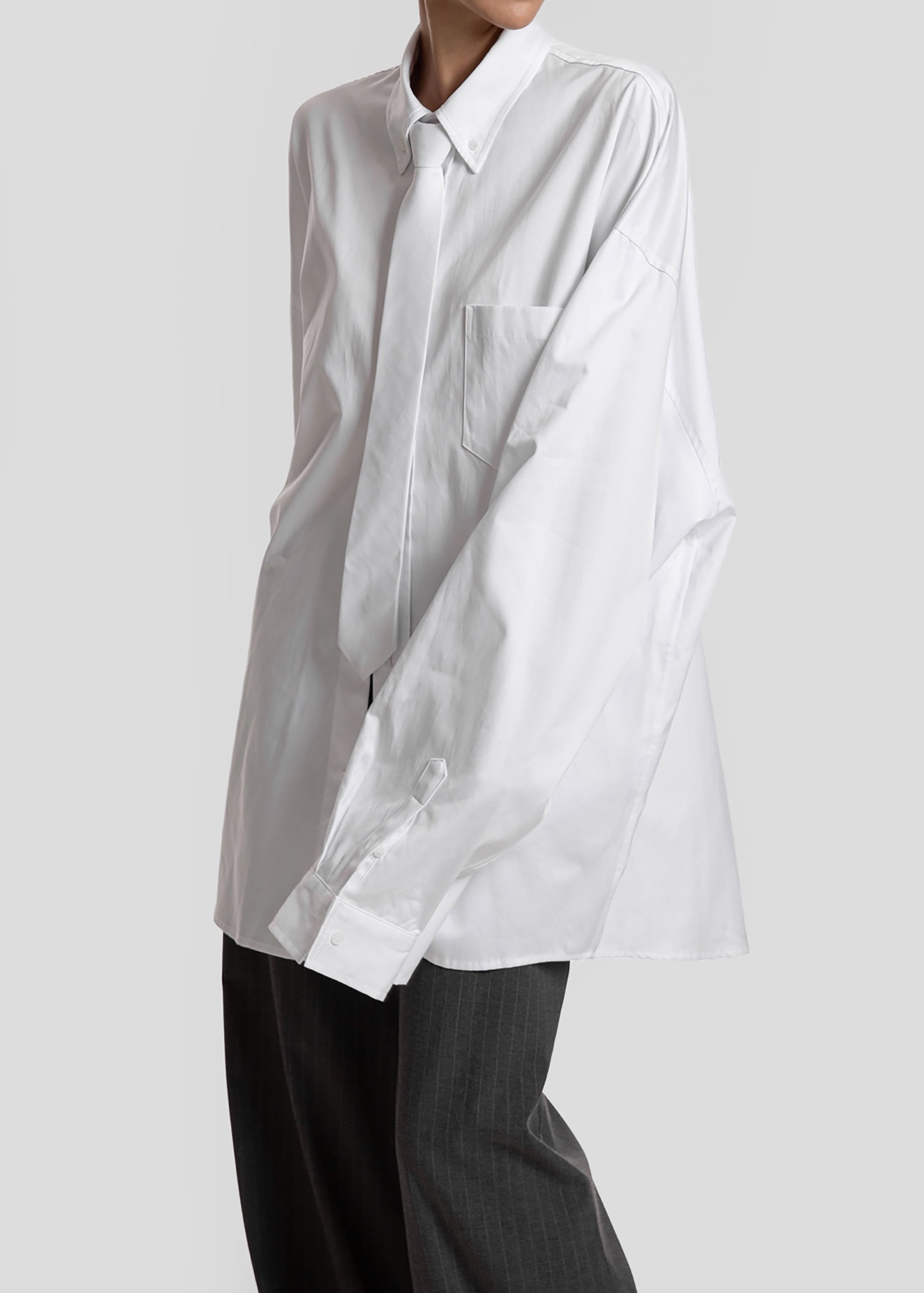 Havelock Oversized Neck-Tie Shirt - White – The Frankie Shop