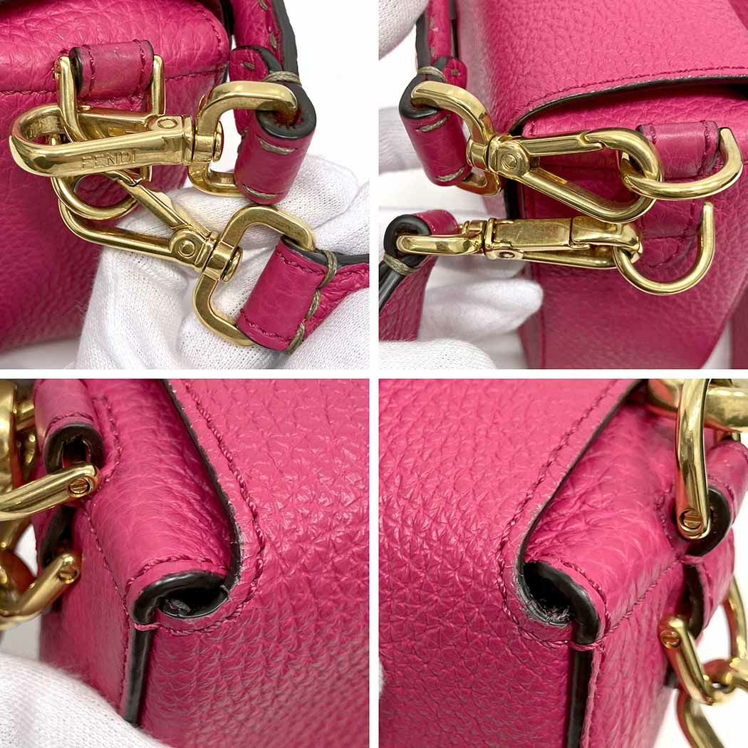 フェンディ マンマバケット セレリア FF ロゴ カーフレザー ピンク