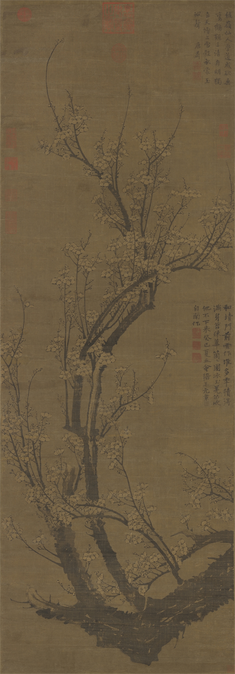 掛軸-1708　元　王冕　南枝春早図　二玄社　印刷工芸作品　中国書画 掛軸-1708 元 王冕 南枝春早図 二玄社 印刷工芸作品 中国書画 二玄社
