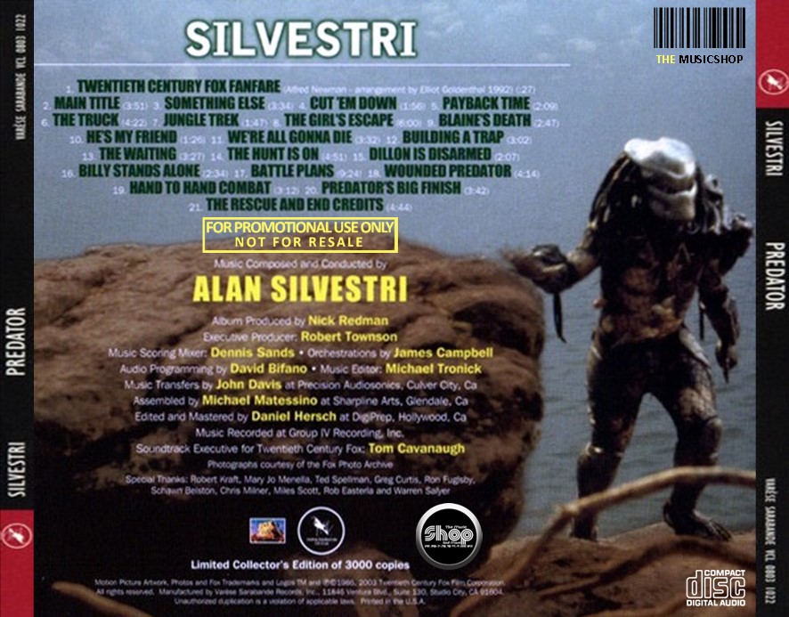 Alan Silvestri - Predator - Original Soundtrack (1987 / 2003) CD -