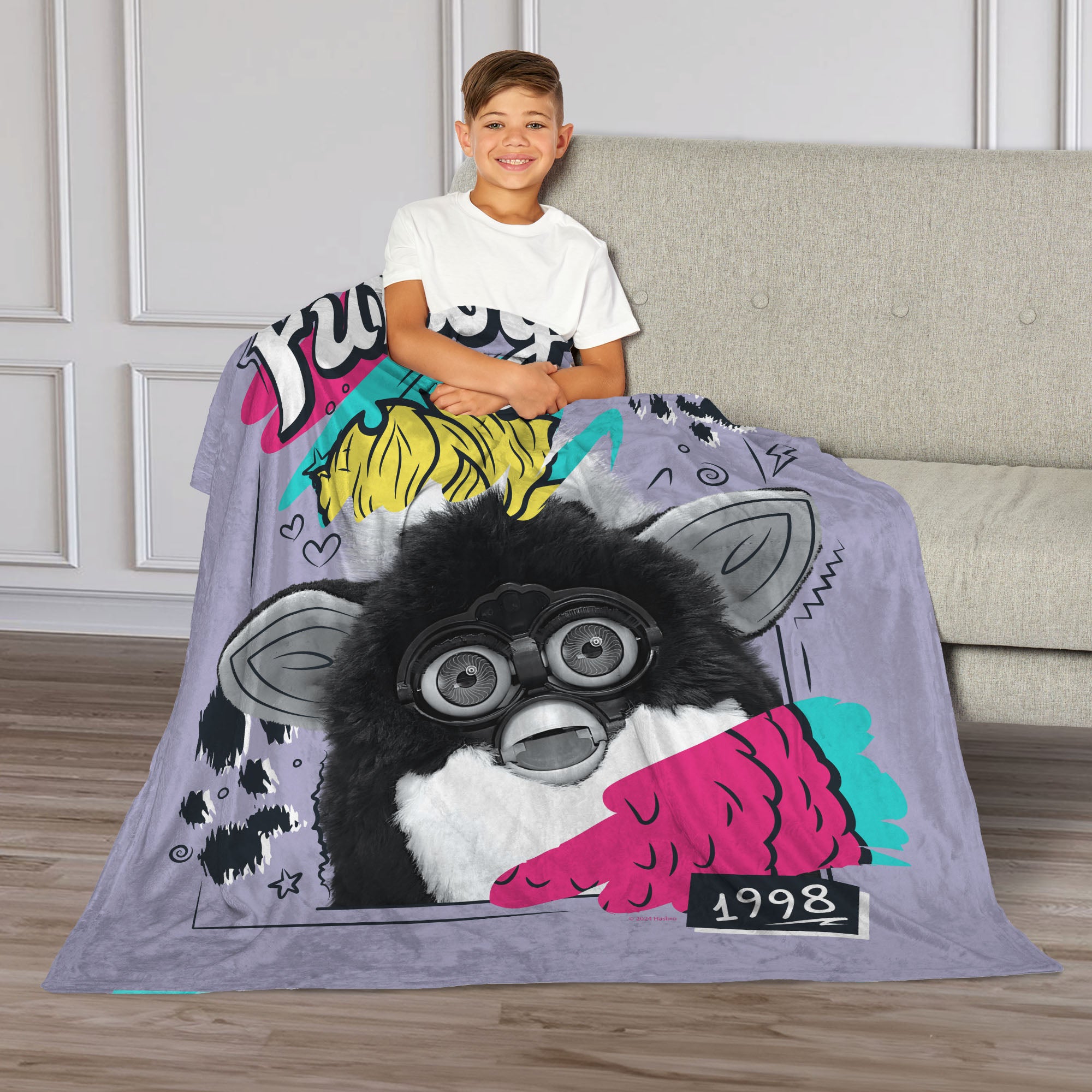 Hasbro Furby Furby 1998 Silk Touch Throw Blanket 40x50 Inches
