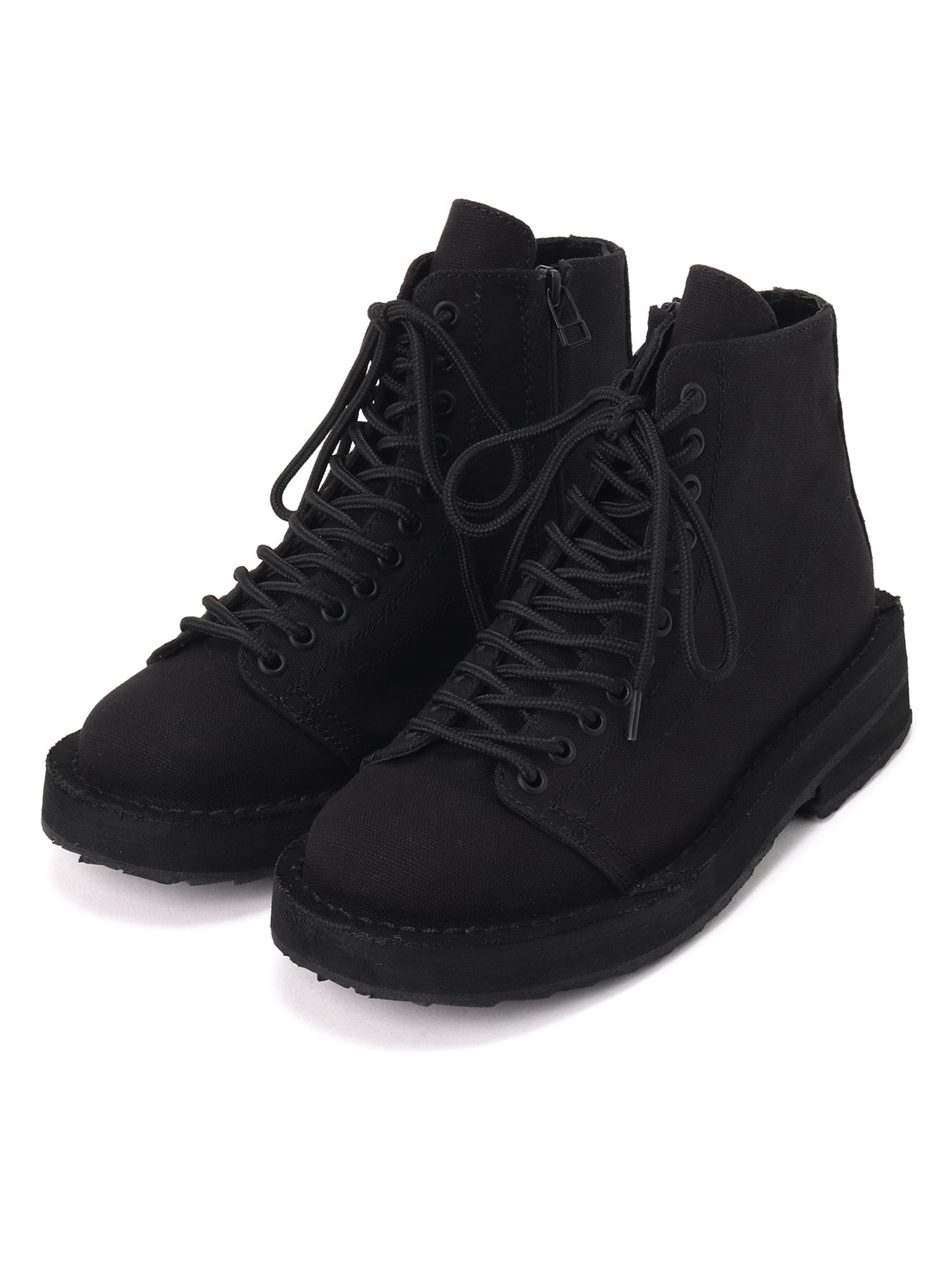 COTTON CANVAS LACE-UP BIKER BOOTS(23 Black): Ground Y｜THE SHOP