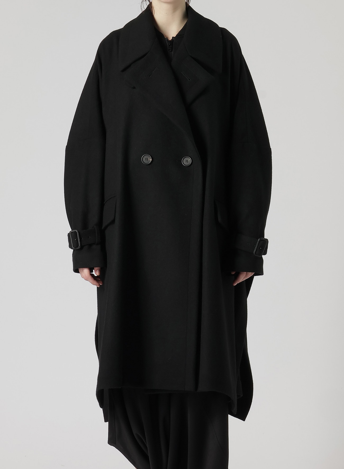 MELTON R-SIDE SLIT COAT(S Black): Soldes｜THE SHOP YOHJI YAMAMOTO