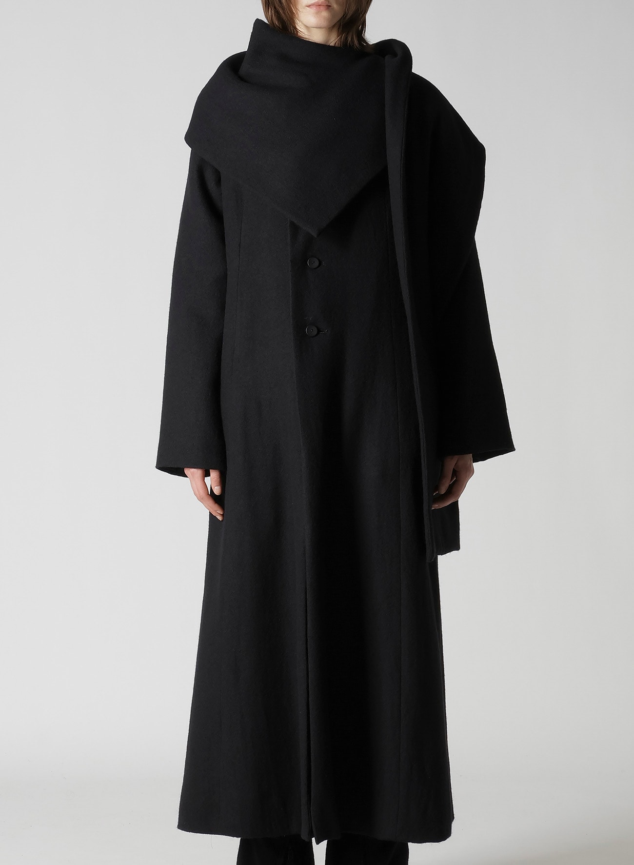 WOOL VIYELLA REVERSIBLE STOLE D COAT(XS Black): Soldes｜THE SHOP