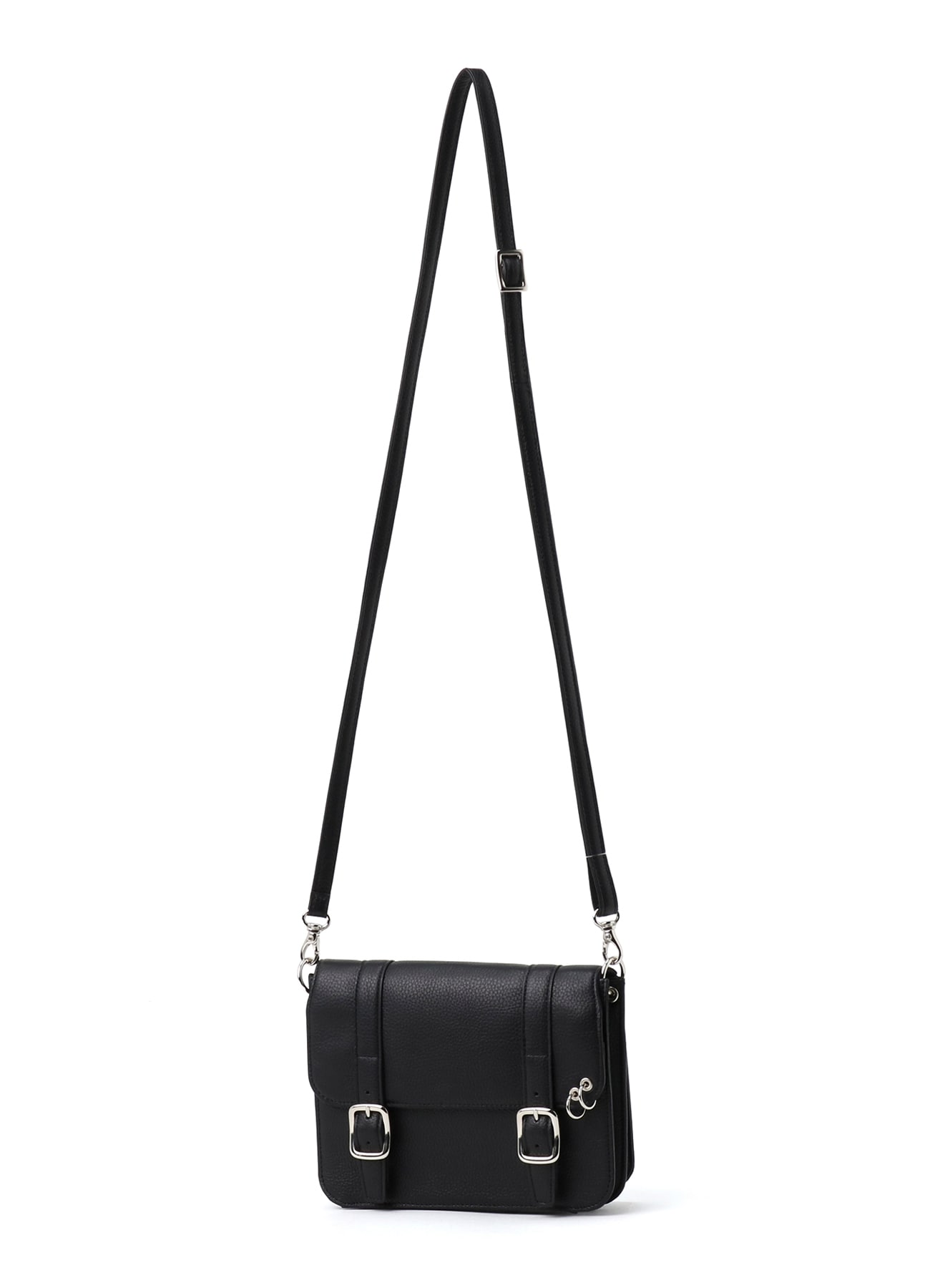 SHRINKED LEATHER FLAP MINI SHOULDER BAG(FREE SIZE Black): Yohji