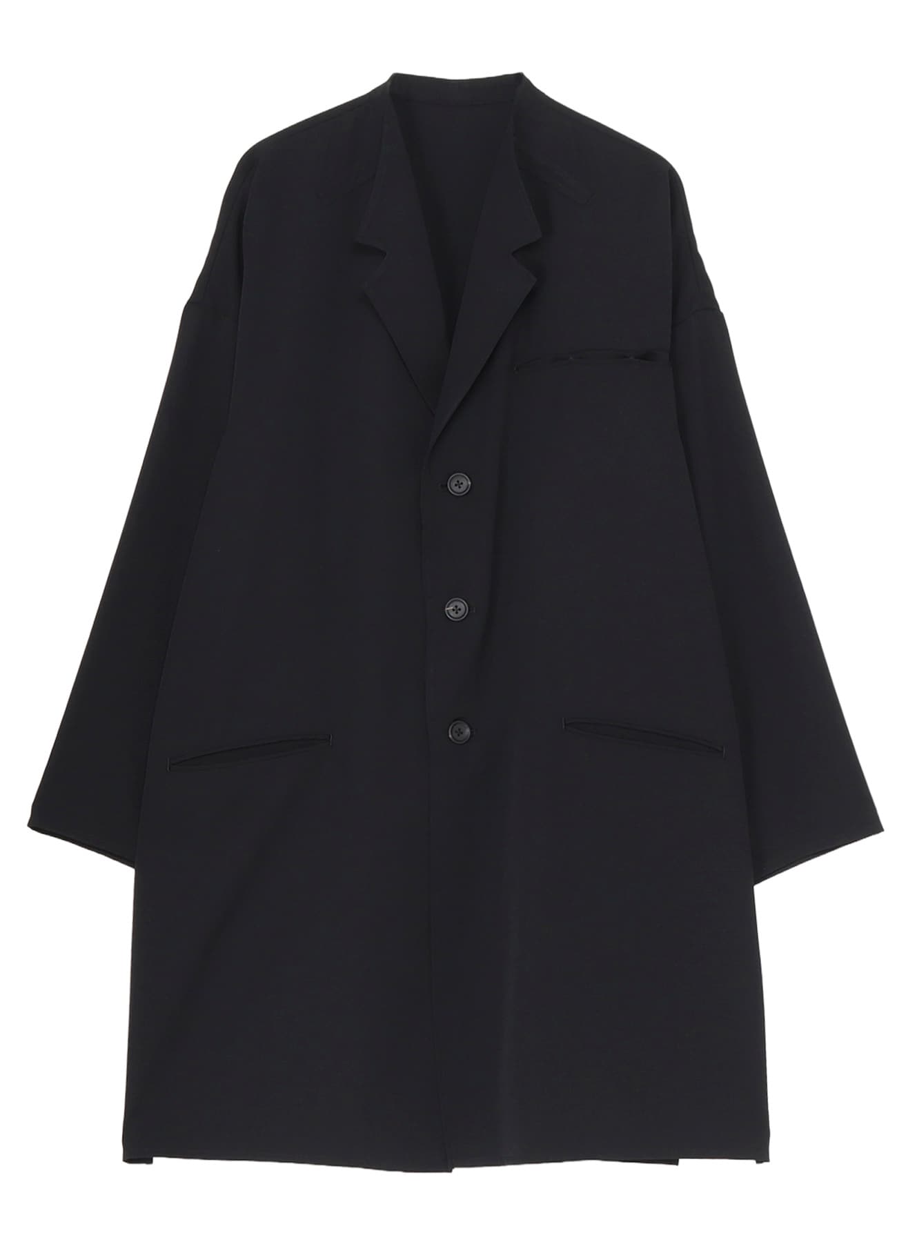 WOOL GABARDINE GUESSETED COLLAR JACKET(S Black): Yohji Yamamoto