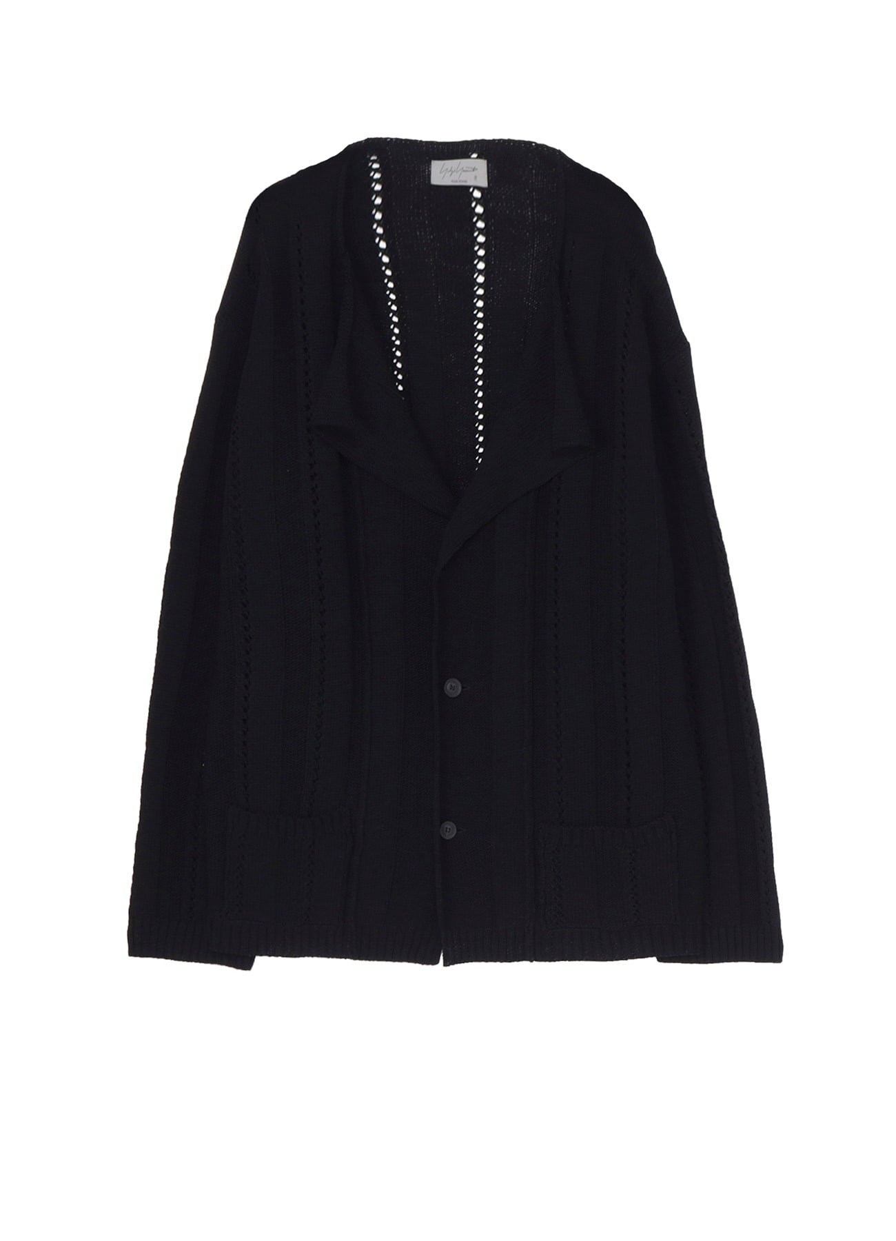 5G 1PLY OPENWORK RIB CARDIGAN(FREE SIZE Black): Yohji Yamamoto