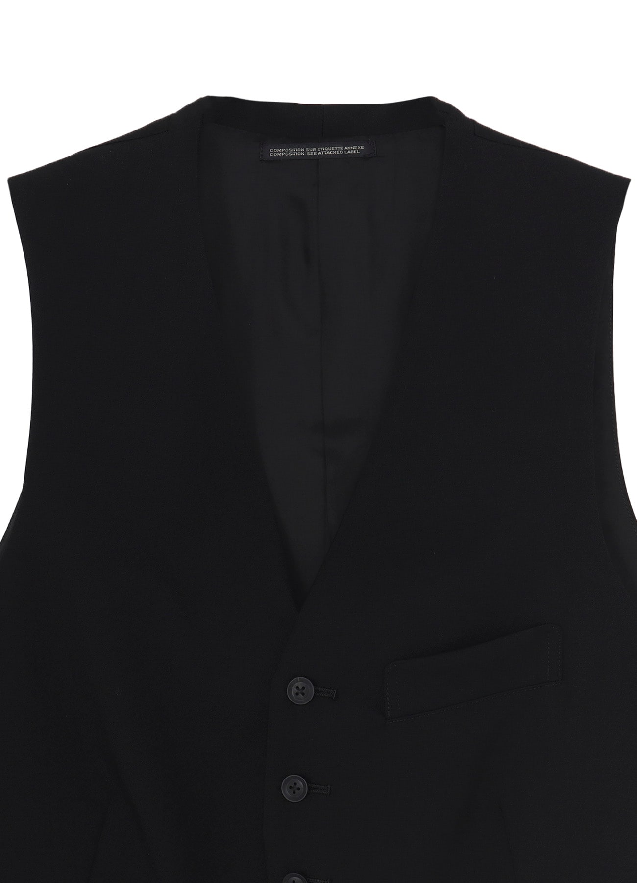 WOOL GABARDINE 7BUTTONS VEST(S Black): Yohji Yamamoto POUR HOMME
