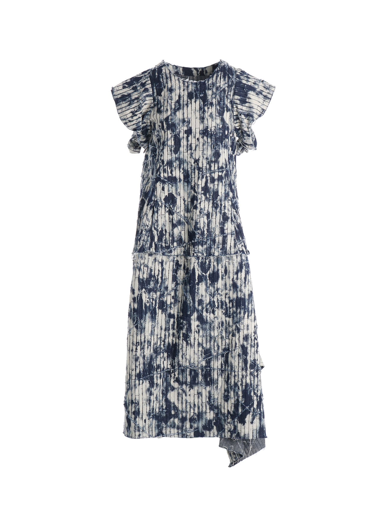 DAMAGED DENIM DESIGNED SLEEVE DRESS(XS Indigo): LIMI feu｜THE SHOP