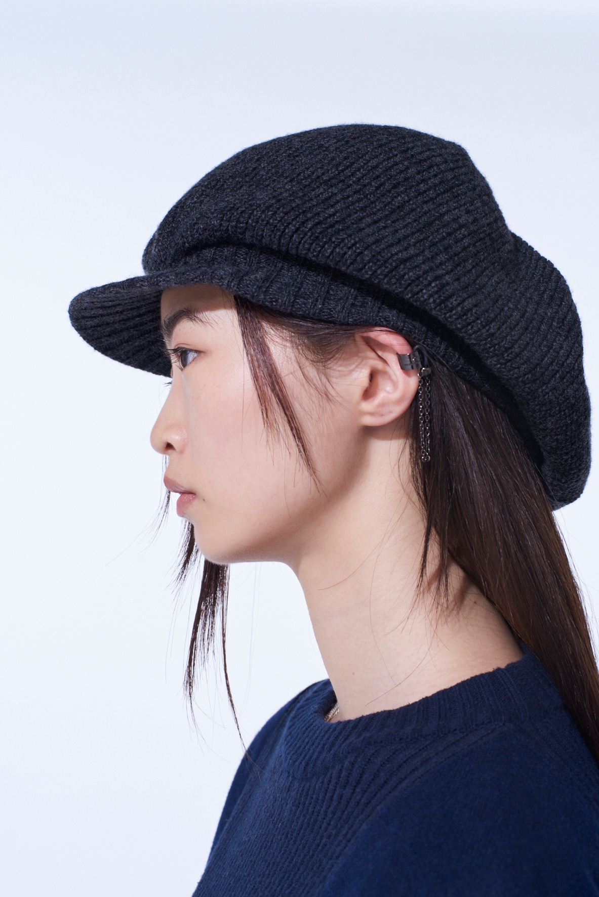 WOOL NYLON KNIT CASQUETTE(FREE SIZE charcoal): S'YTE｜THE SHOP