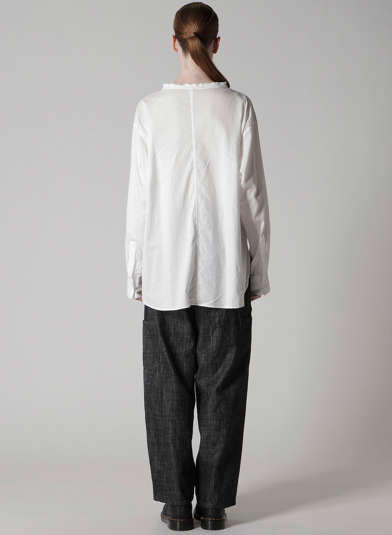 Y's BORN PRODUCT] THIN COTTON TWILL FRINGE COLLAR BLOUSE(XS White