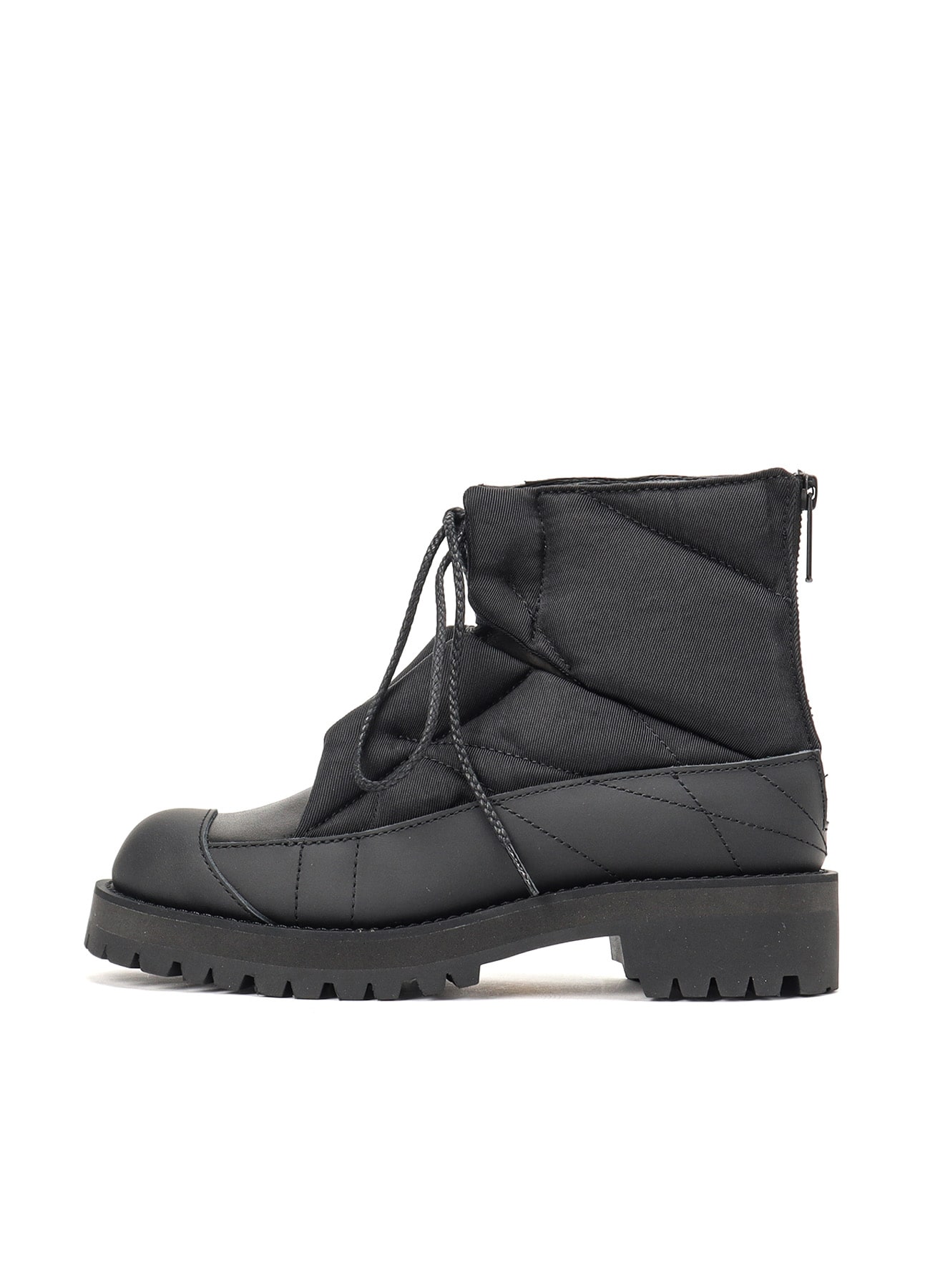 NY TWILL×SOFT LEATHER SHORT PADDED BOOTS(22.5 Black): Vintage