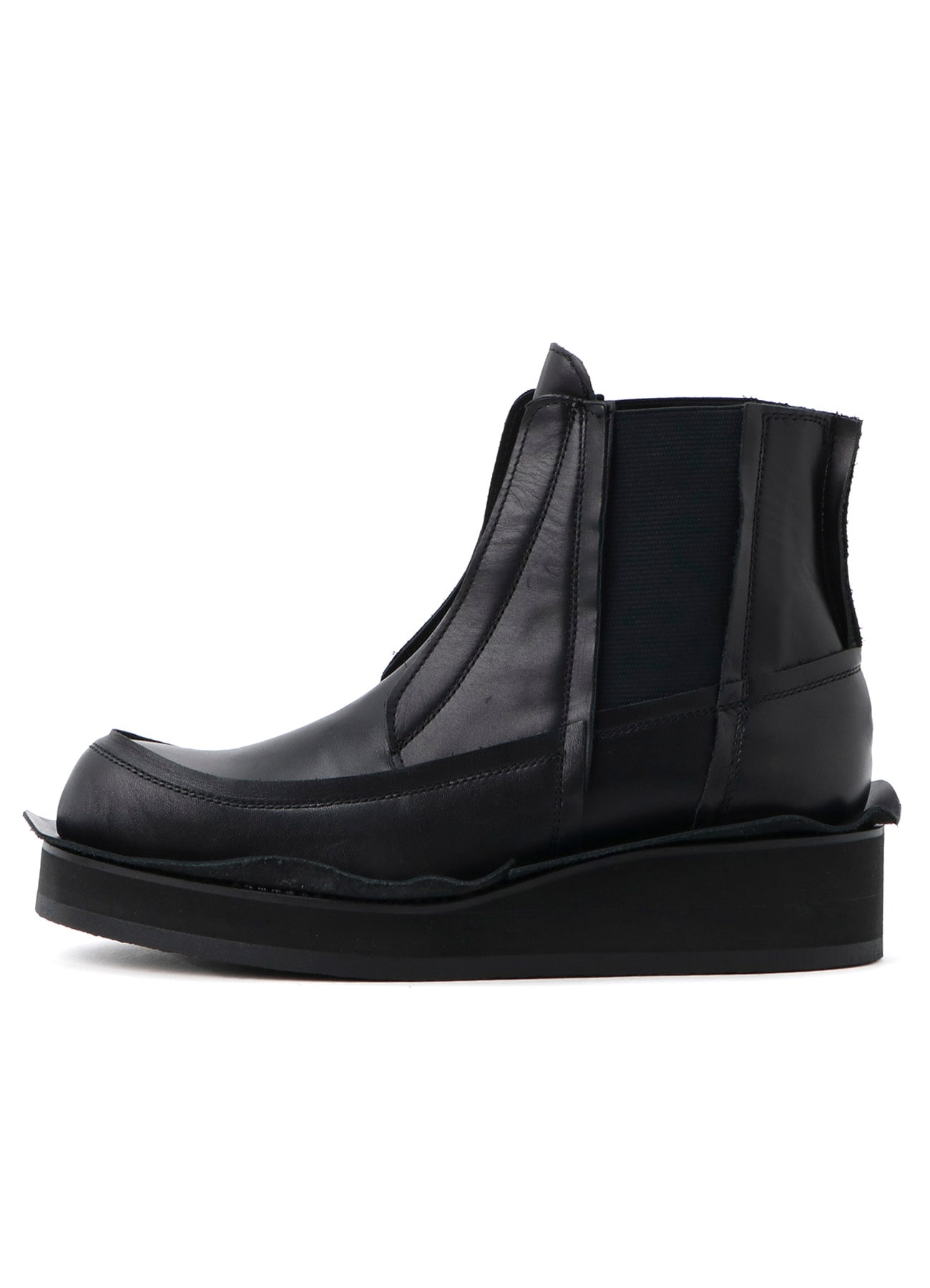 RAW-EDGE SMOOTH LEATHER GORE BOOTS(23 Black): Y's｜THE SHOP YOHJI