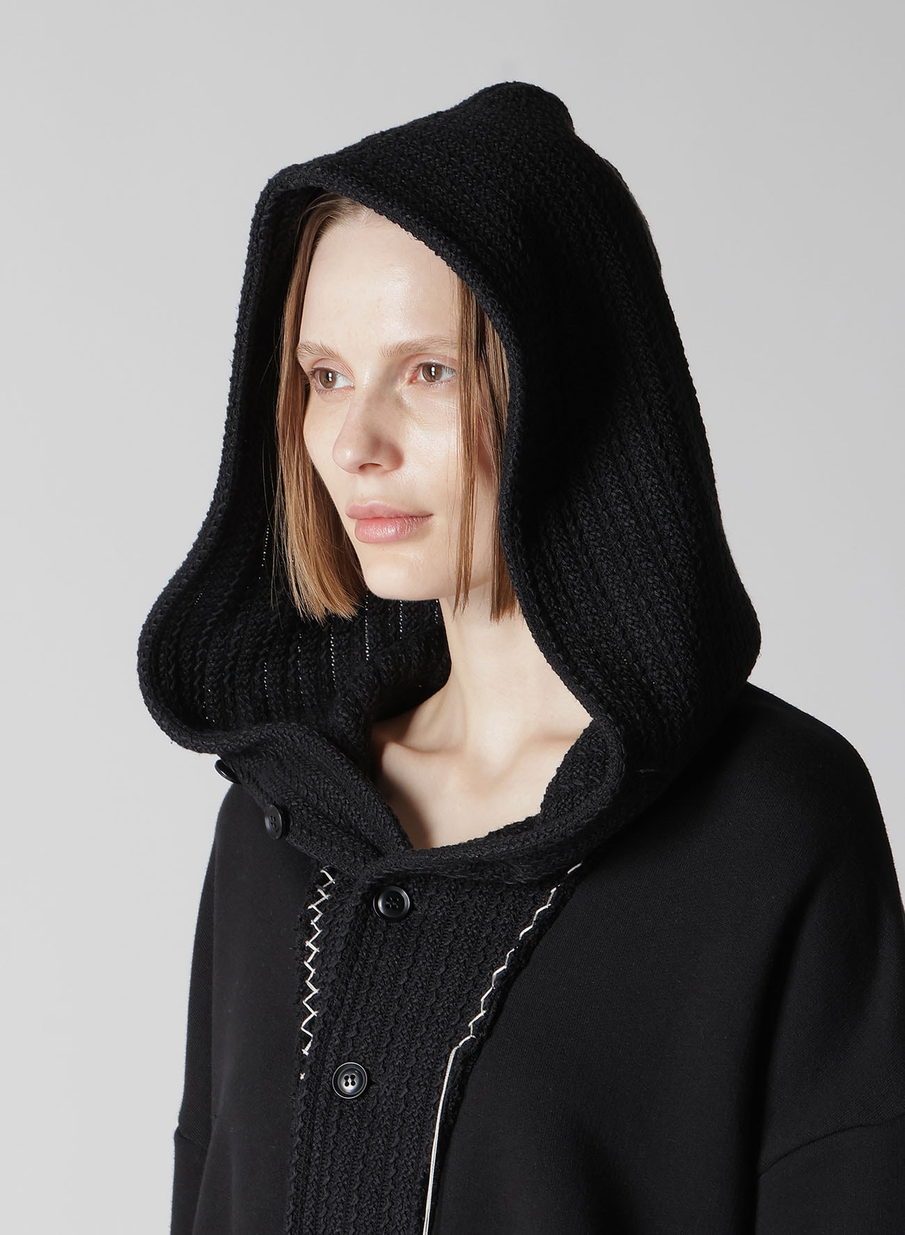 FRENCHTERRY HAND STITCH HOODED CARDIGAN(S Black): Y's｜THE SHOP
