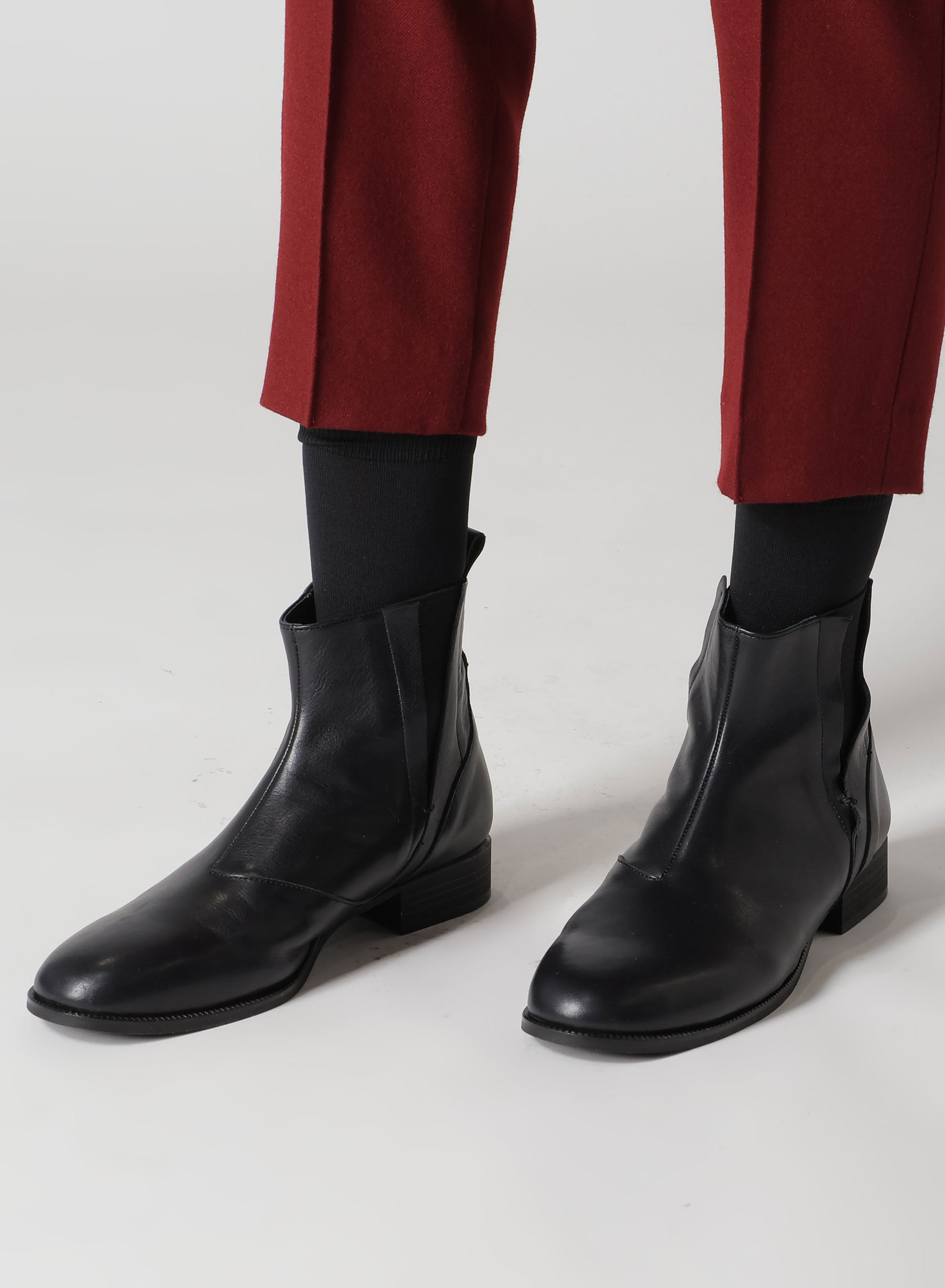 SEMI-GLOSS LEATHER SIDE GORE SHORT BOOTS – THE SHOP YOHJI YAMAMOTO