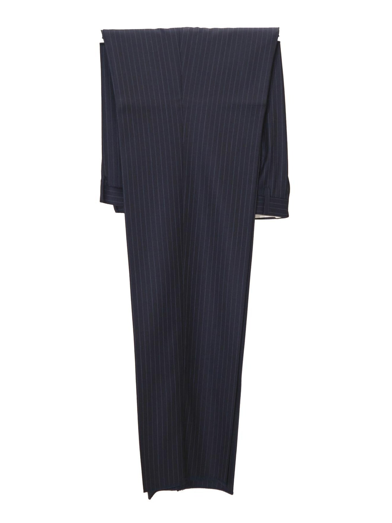 Isaia Mens 42R Drop 8 Navy Pinstripe 100% Wool Slim Fit 2 Piece