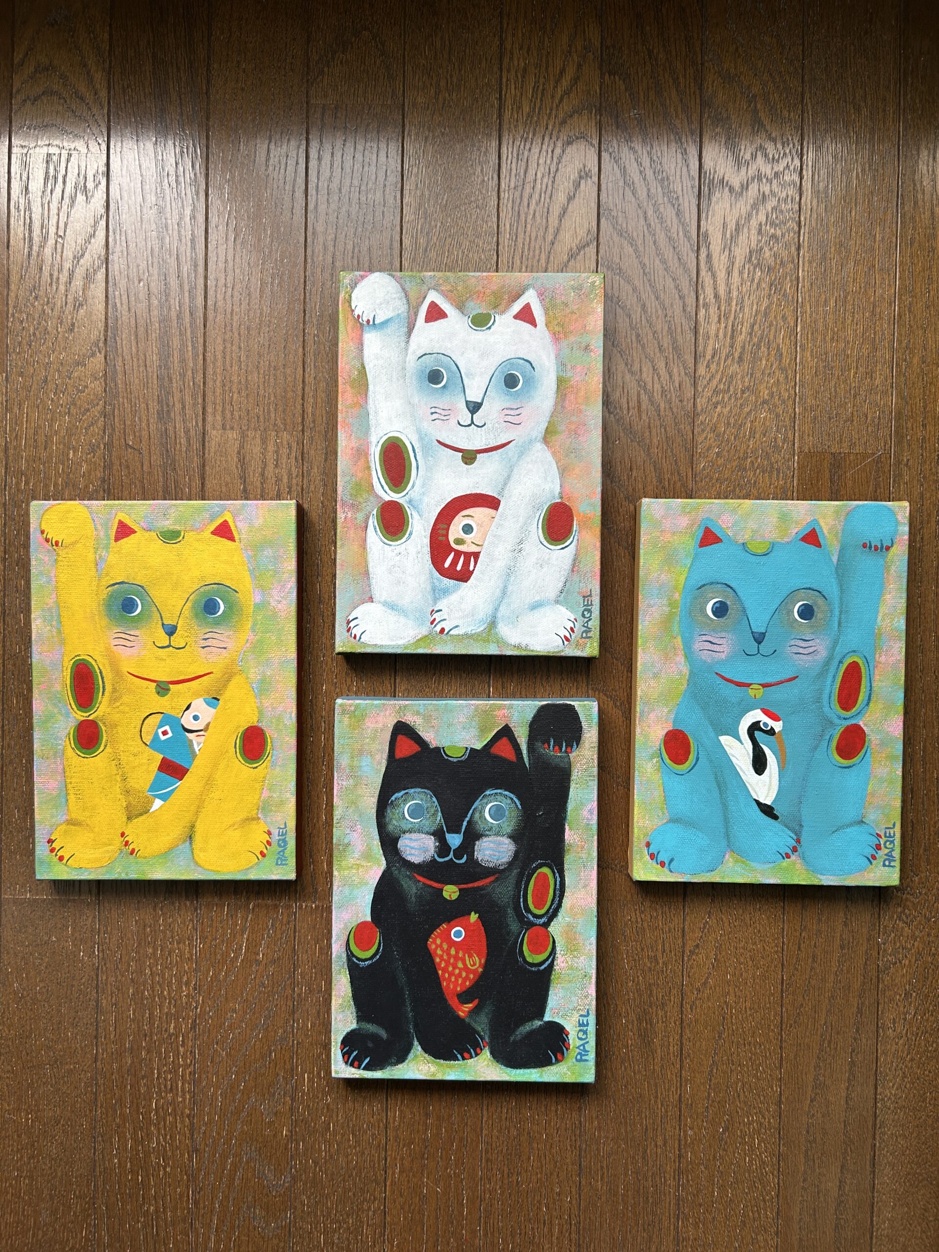 猫招き2 ブラック/lucky cat | RAQEL ｜インテリア絵画 アートの専門