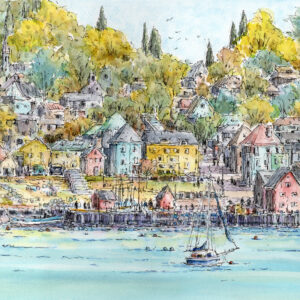 水彩画原画 安曇野田園と常念岳 ＃606 | syoumei ｜インテリア絵画