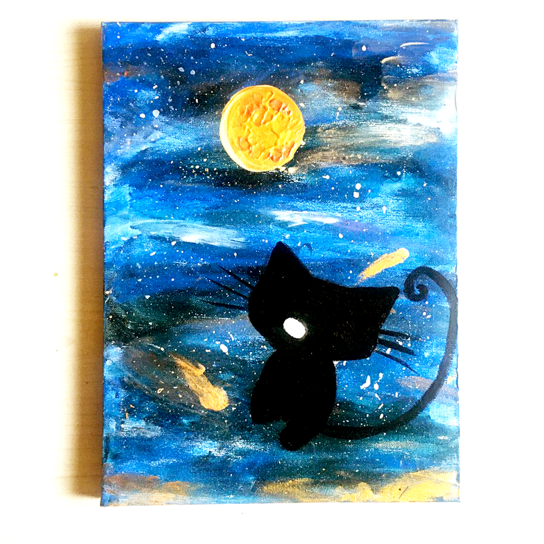 宇宙を見上げる黒猫 | かにゃんクリエイト ｜インテリア絵画 アートの