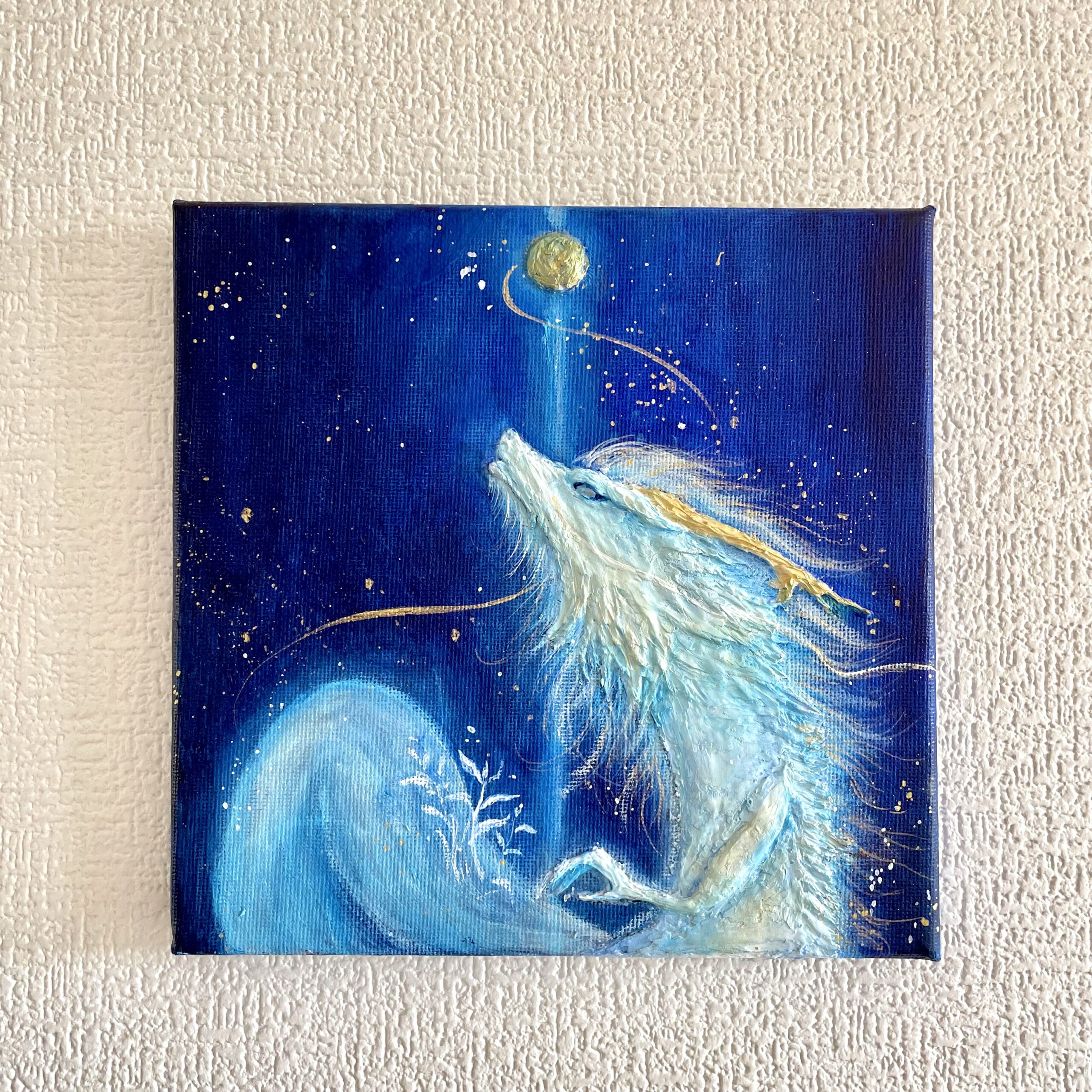 アクリル原画】Light 〜白龍のモデリングペーストを使った立体のアート