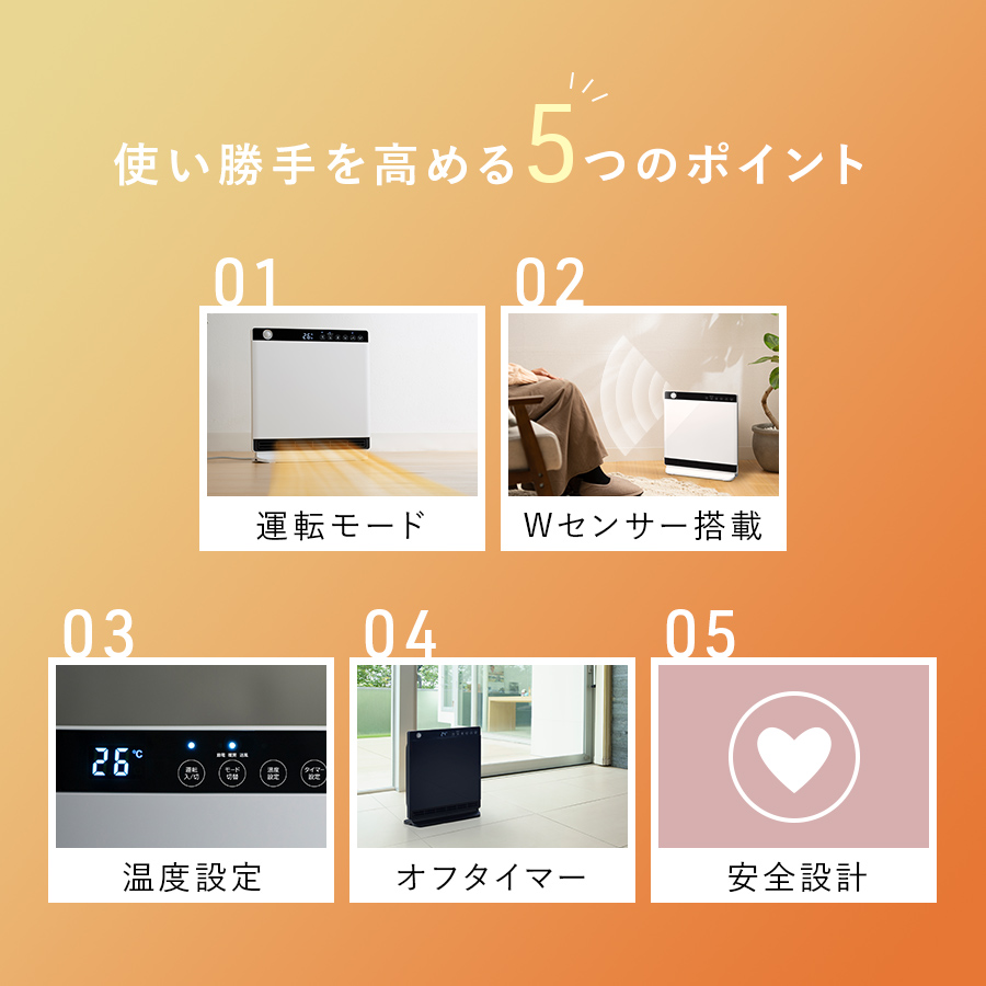 CH-T2230 人感/室温センサー付 大風量パネルセラミックヒーター ヒート