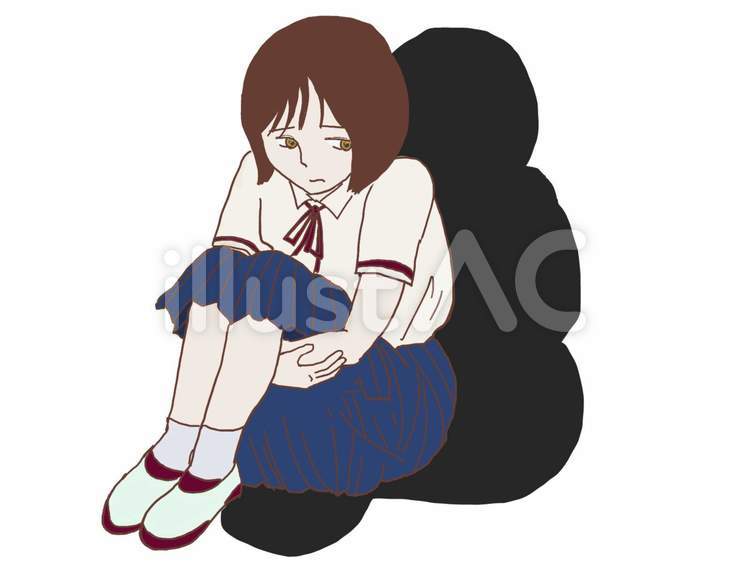 孤独を感じる少女イラスト - No: 22774348｜無料イラスト・フリー素材