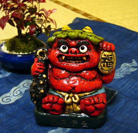 陶器製 鬼の子 かみなり様 レトロ 雑貨 オーナメント 陶器製 鬼の子