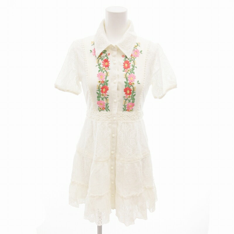 00s 希少LIZLISA系 花柄シフォンワンピース 段フリルレース姫袖 ローズ