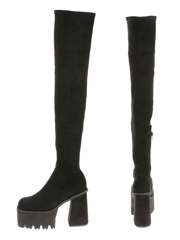 EMODA エモダ 厚底 ブーツ スクエア フィット ロング ブーツ ニーハイ