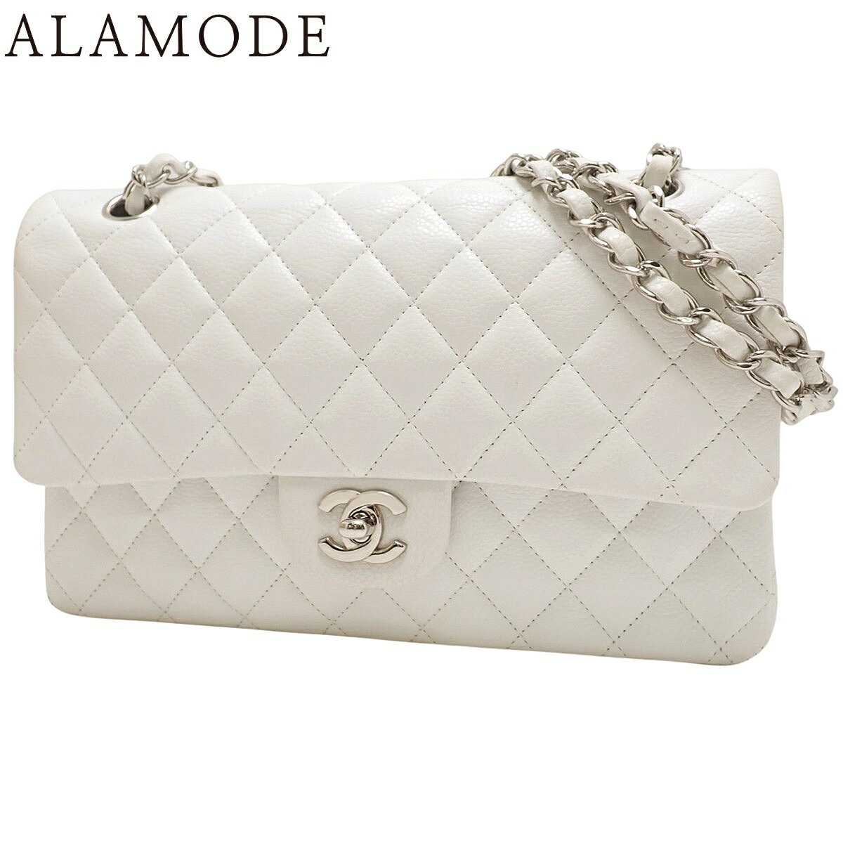 楽天市場】シャネル マトラッセ ホワイト キャビアスキンの通販