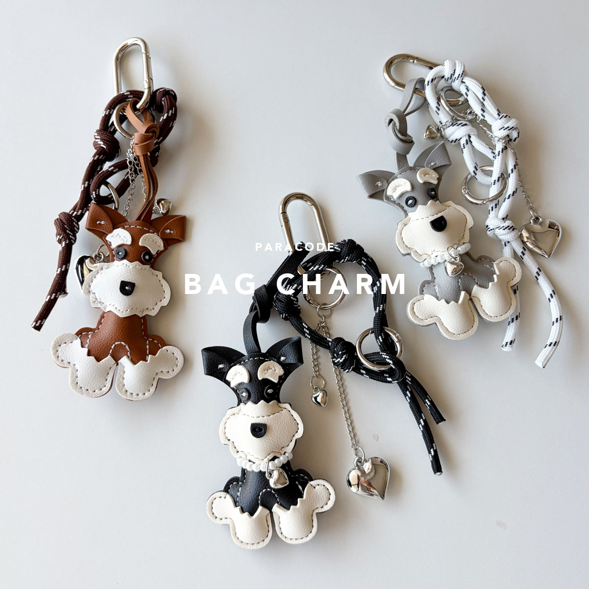 シルバー925シュナウザーチャーム 約3cm シルバー925シュナウザー