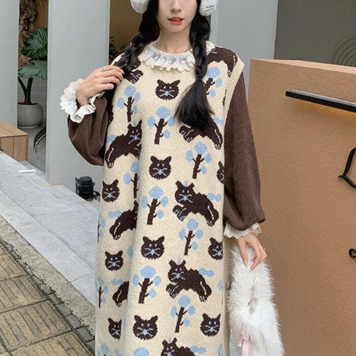 楽天市場】ネコ柄（ワンピース｜レディースファッション）の通販