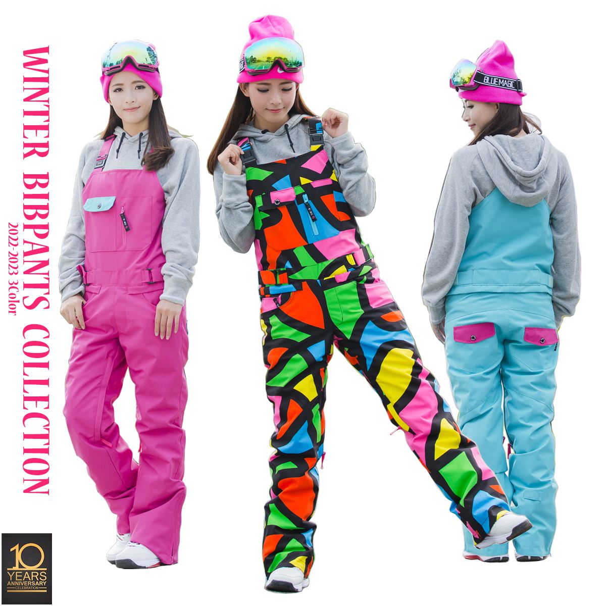 美品□アシックス レトロ スキーウェア ホワイト マルチカラー M