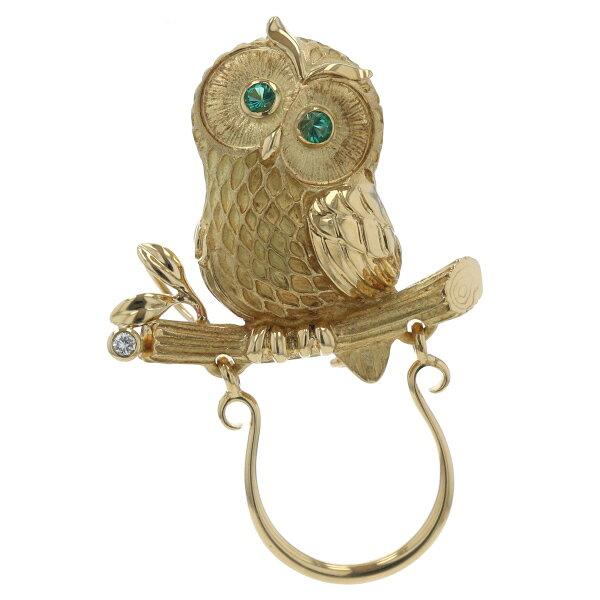 楽天市場】フクロウ ブローチ k18の通販