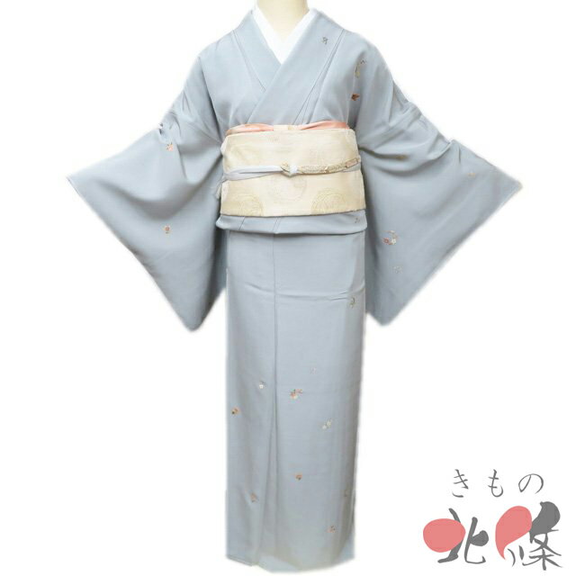 A143愛華 着物 付け下げ袷刺繍 スワト 錆青磁 フォーマル 身丈162cm