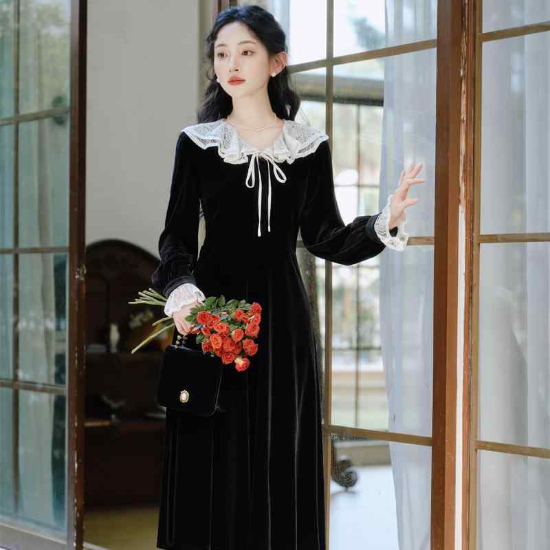 楽天市場】ベロア ワンピ 襟（ワンピース｜レディースファッション）の通販