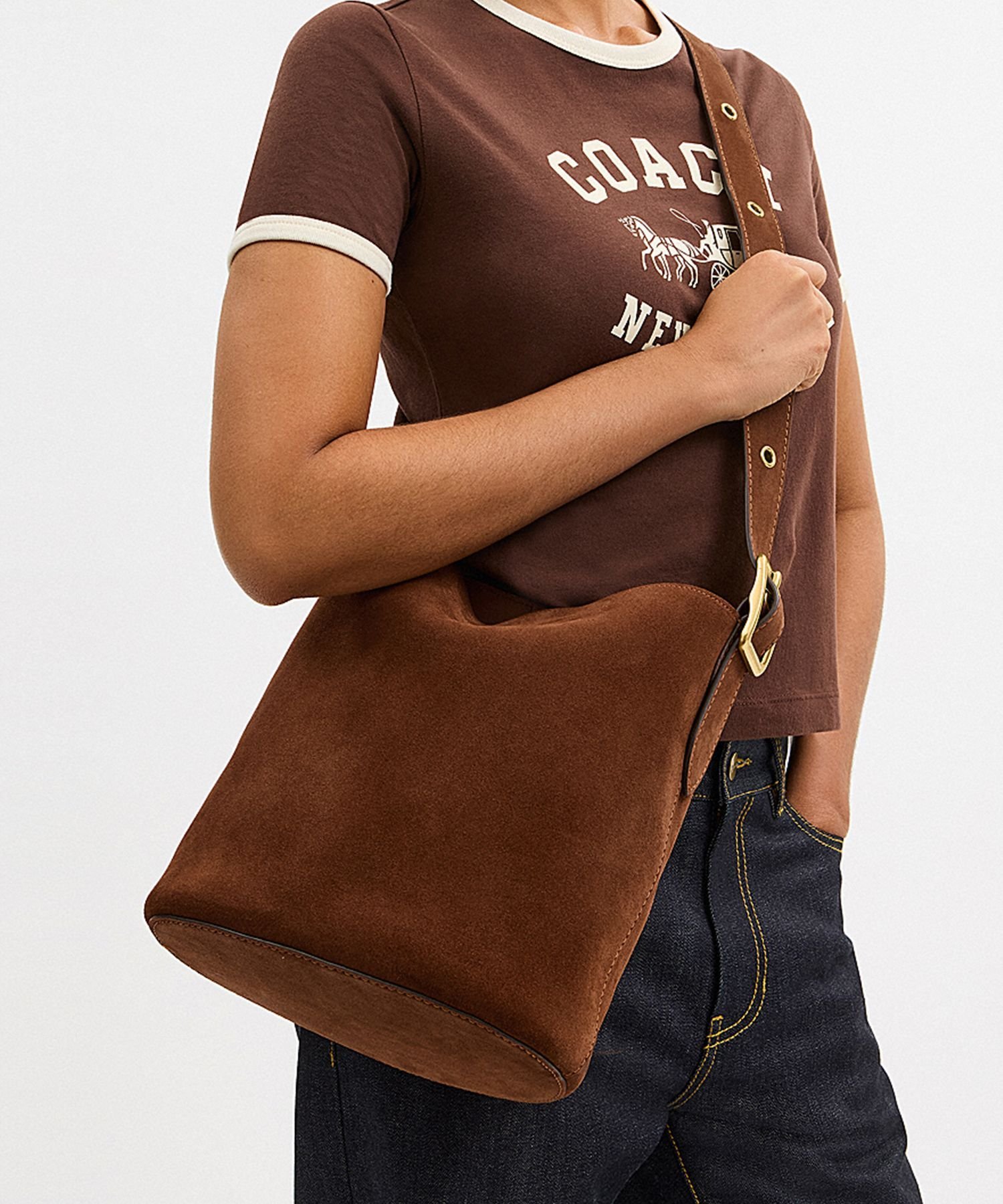 楽天市場】コーチ スエード バッグ ブラウンの通販