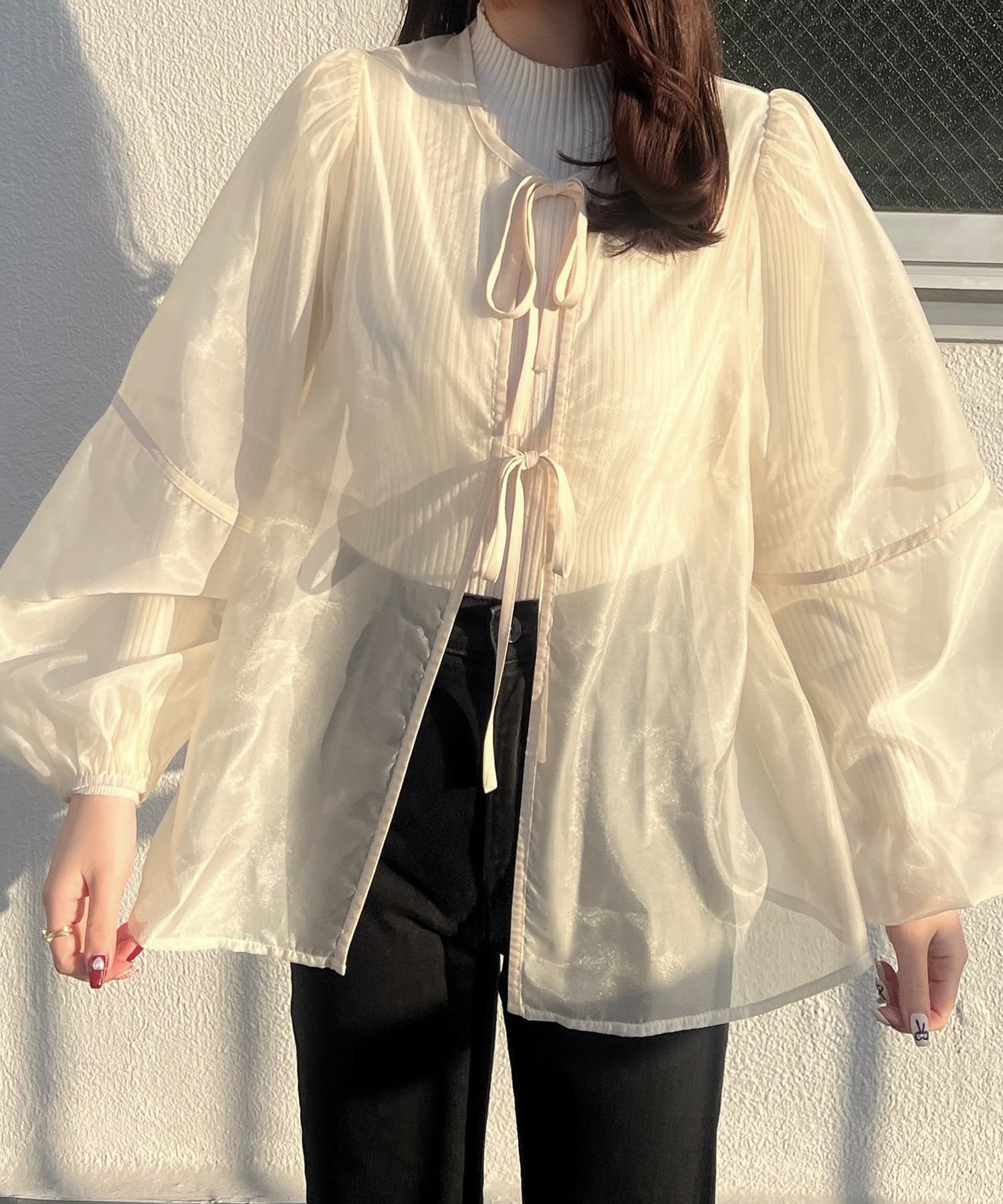 楽天市場】シアーボリュームスリーブブラウスの通販