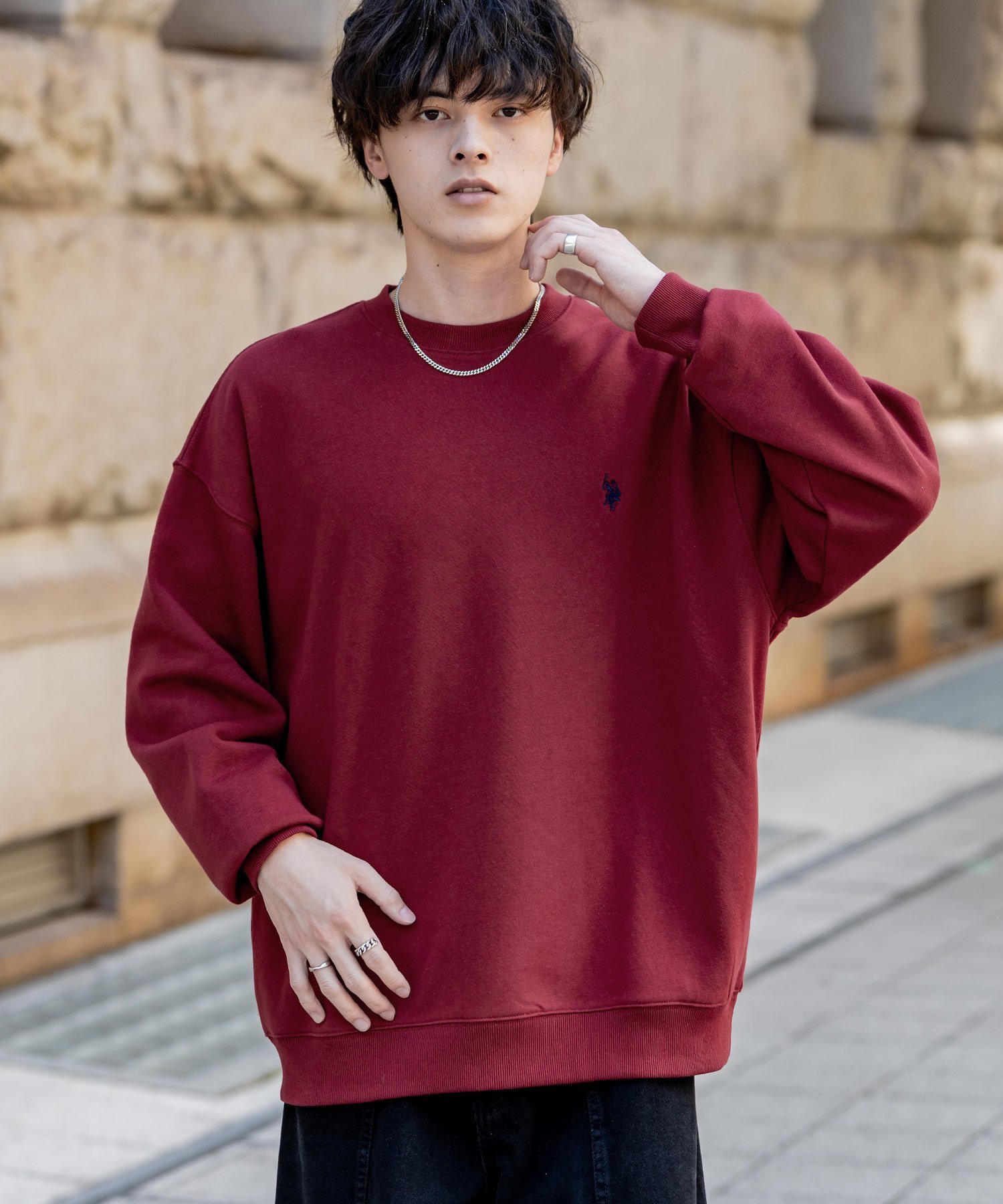 楽天市場】オーバーサイズ スウェット（カラーレッド）の通販