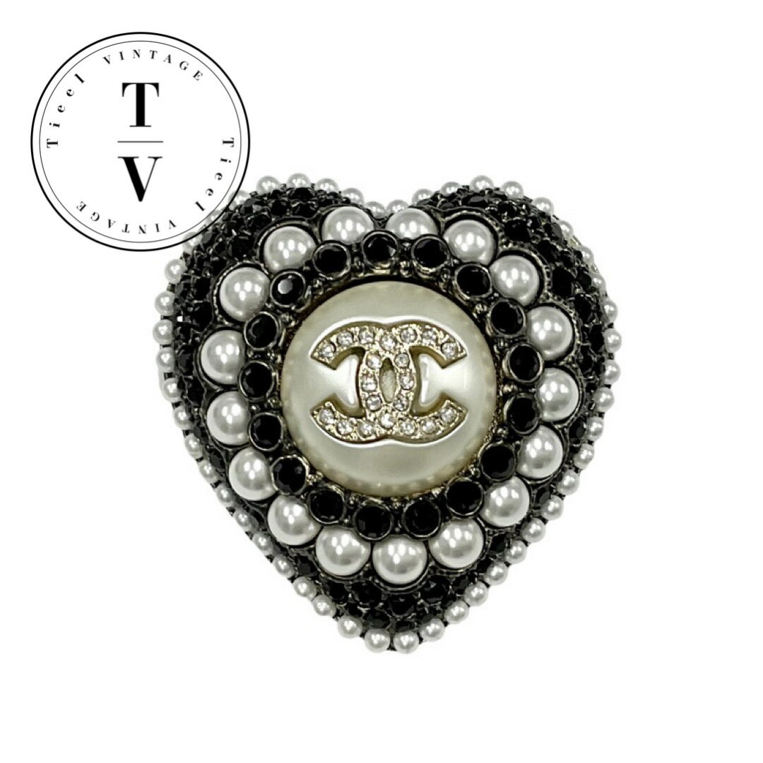 シャネル CHANEL ブローチ プラスチック 黒×シルバー ココマーク 16B