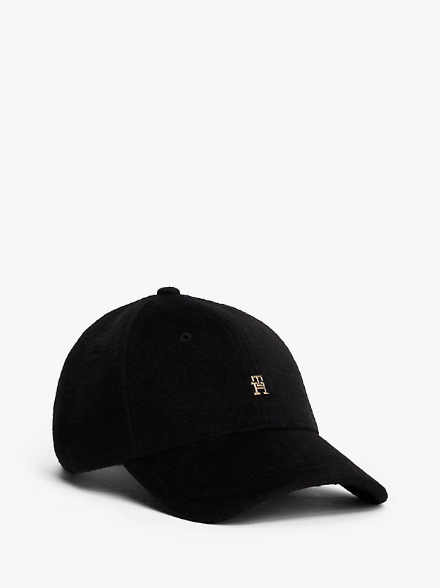 Chic TH Monogram Pure Wool Baseball Cap | Black | Tommy Hilfiger