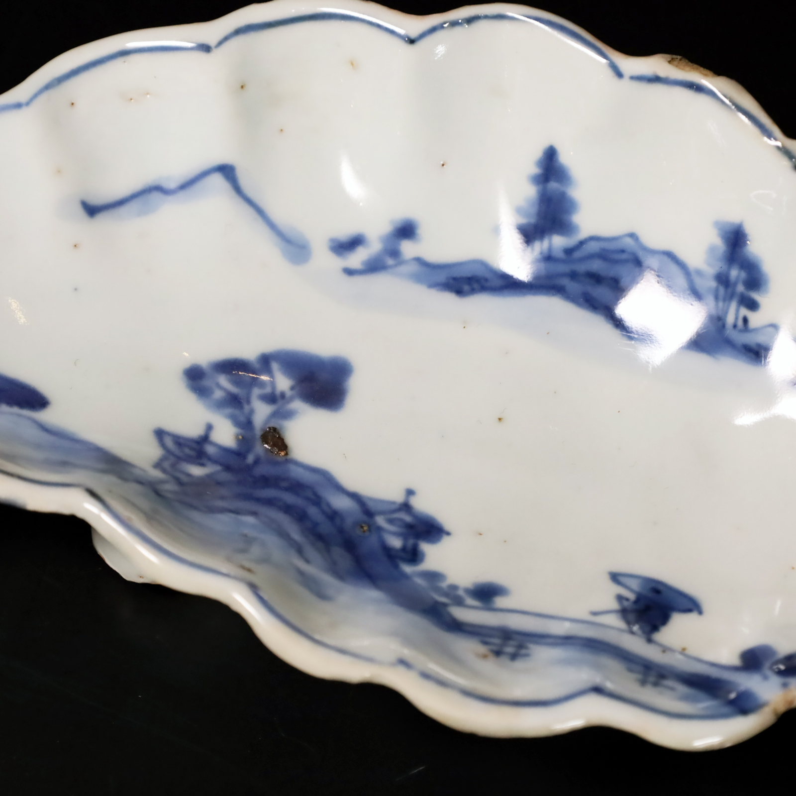 明古染付山水文葉形向付 五客揃 | TSUNAGU