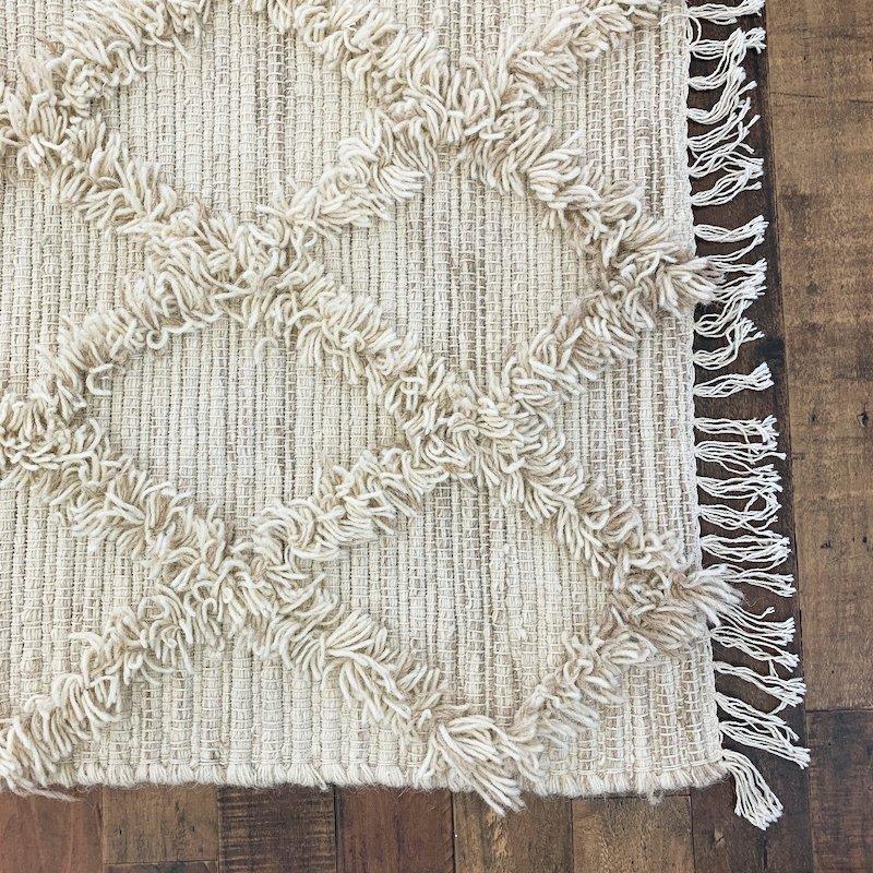 ウール100％のおしゃれなインド製手織りラグ WOOL CROSS RUG