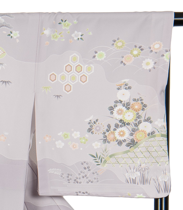 お仕立済み・袷】洗える訪問着（道長：グレー）（M・L） 洗える訪問着