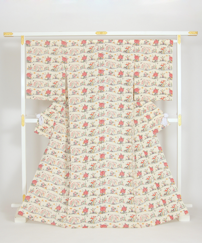 人間国宝 芹沢銈介作 型絵染 小紋地 「草花文」 未仕立て品 | 特選