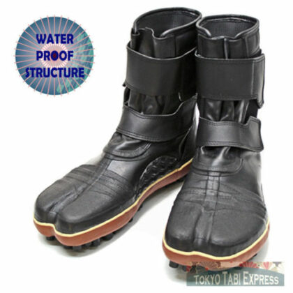 BLACK SHOES BLACK SPIKED BROWN STRIPE TABI NINJA BOOTS JAPANESE