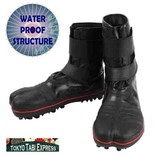 BLACK SHOES BLACK SPIKED RED STRIPE TABI NINJA BOOTS JAPANESE